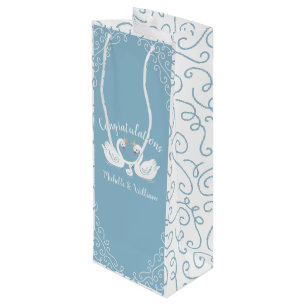 Blue Boy Swan Baby Dusche Geschenktüte Für Weinflaschen