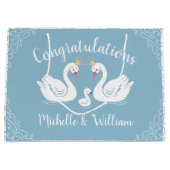 Blue Boy Swan Baby Dusche Große Geschenktüte (Vorderseite)