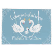 Blue Boy Swan Baby Dusche Große Geschenktüte (Rückseite)