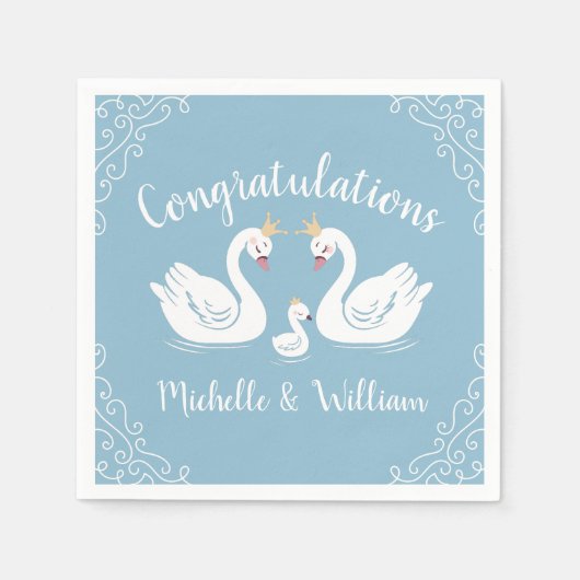 Blue Boy Swan Baby Dusche Serviette (Vorderseite)