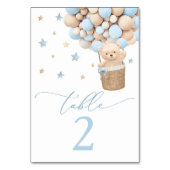 Blue Boy Teddy Bear Baby Dusche Tischnummer (Vorderseite)