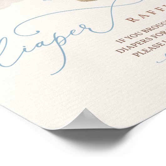 Blue Boy Teddy Bear Baby Dusche Windeln Raffle Sch Poster (Ecke)