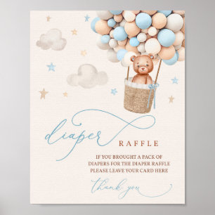 Blue Boy Teddy Bear Baby Dusche Windeln Raffle Sch Poster
