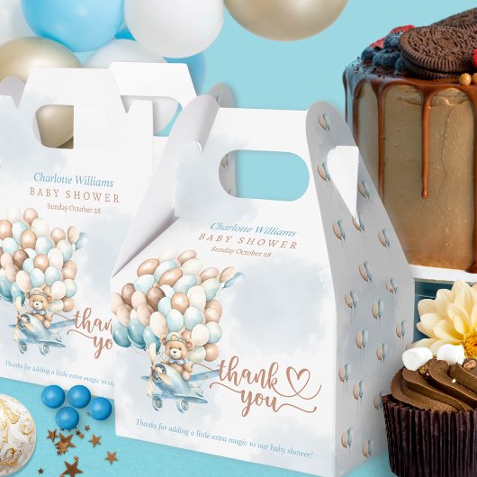 Blue Boy Teddy Bear Balloons Geschenkschachtel