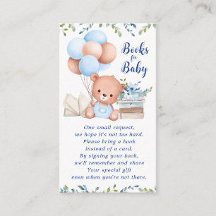 Blue Boy Teddy Bear Books for Baby Shooter Begleitkarte
