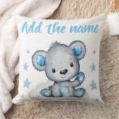 Blue Boy Teddy Bear mit Name Stars Throw Kissen (Decke)