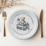 Blue Boy Teddy Bear Personalisiert Baby Dusche Pappteller<br><div class="desc">Blue Boy Teddy Bear Personalisiert Baby Dusche Papier Teller</div>