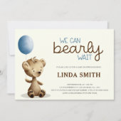 Blue Boy Teddy Bear wir können frühzeitig abwarten Einladung (Vorderseite)