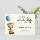 Blue Boy Teddy Bear wir können frühzeitig abwarten Einladung (Stehend Vorderseite)