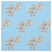 Blue Boy Tennis Player Cartoon Stoff für Kinder (Muster)