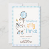 Blue Boy Three Silly Goose 3. Geburtstag Einladung (Vorderseite)