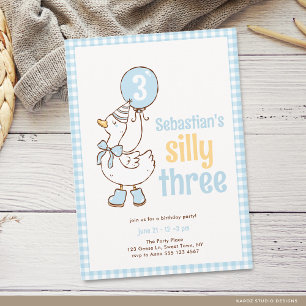 Blue Boy Three Silly Goose 3. Geburtstag Einladung