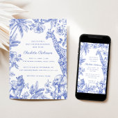 Blue Boy Toile Safari Elegante Baby Dusche Einladung