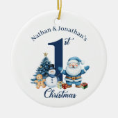 Blue Boy Twin Erste Weihnachten Keramik Ornament (Vorne)