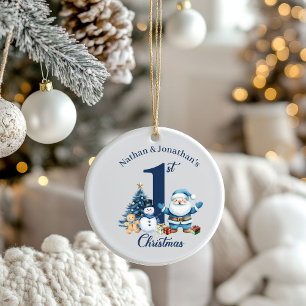 Blue Boy Twin Erste Weihnachten Keramik Ornament