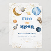 Blue Boy Two the Moon Birthday Einladung (Vorne/Hinten)