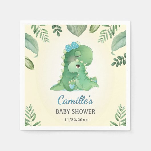 Blue Boy Wild Dinosaur Baby Dusche Sprinktisch Serviette (Vorderseite)