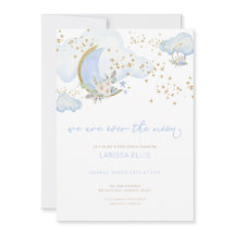 Blue Boy Wir sind über dem Mond Baby Dusche einlad