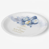 Blue Boys 1. Geburtstag und Taufe Pappteller (Schrägansicht)