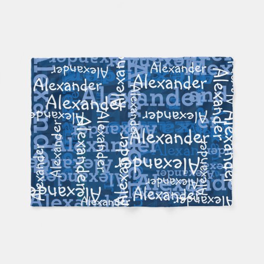 Blue Boy's All-over Name Collage Personalisiert Fleecedecke (Vorderseite (Horizontal))