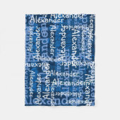 Blue Boy's All-over Name Collage Personalisiert Fleecedecke (Vorderseite)