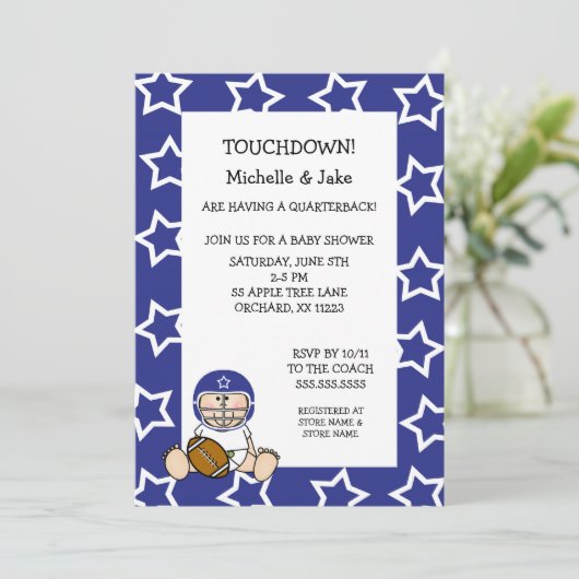 Blue-Boys-Babydusche Einladung (Stehend Vorderseite)