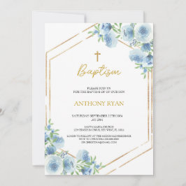 Blue Boys Baptisse Einladung