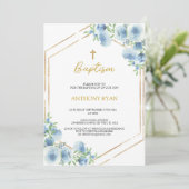 Blue Boys Baptisse Einladung (Stehend Vorderseite)