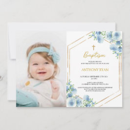 Blue Boys Baptisse Einladung