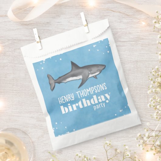 Blue Boys Birthday Party Haie Custom Geschenktütchen (Ausgeschnitten)