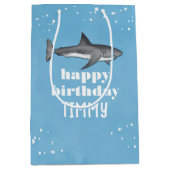 Blue Boys Birthday Party Haie Custom Mittlere Geschenktüte (Vorderseite)