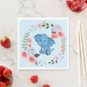 Blue Boy's Elephant Floral Baby Dusche Serviette (Beispiel)