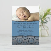 Blue Boys Foto Geburtsankündigung Ankündigung (Stehend Vorderseite)