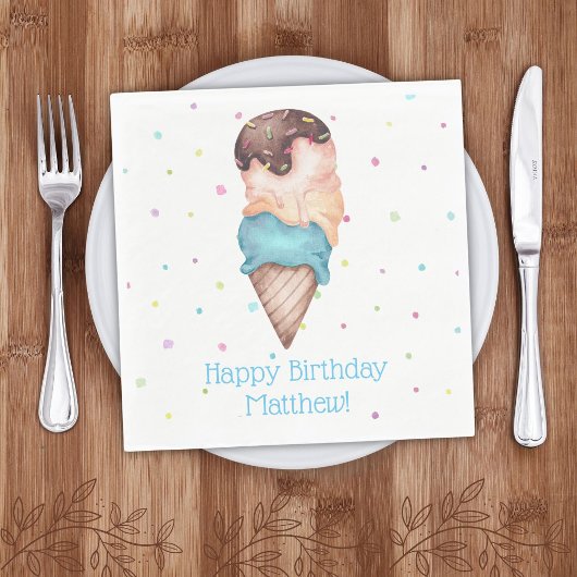 Blue Boys Ice Cream Geburtstagsparty Serviette