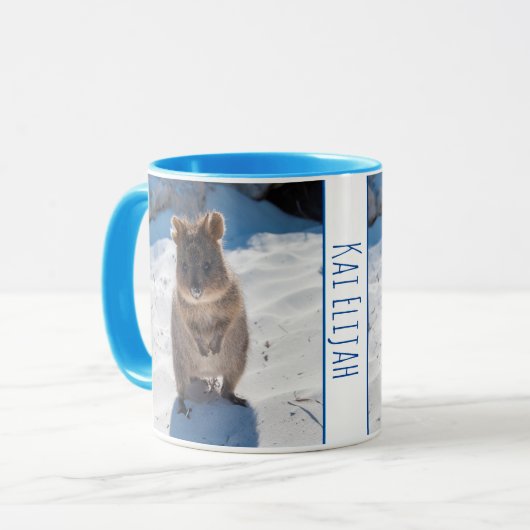 Blue Boys Kids Quokka Beach Personalisiert Tasse (Vorderseite Links)