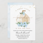 Blue Boys Little Pumpkin Floral Baby Dusche Einladung (Vorne/Hinten)