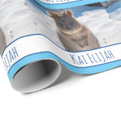 Blue Boys Personalisiert Quokka am Strand Geschenkpapier (Rolleneckpunkt)