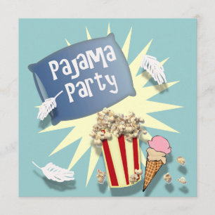 Blue Boys Sleepover Pajama Party Einladung