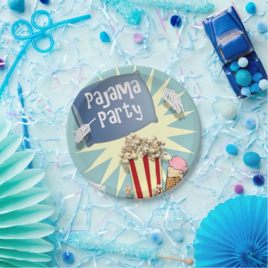 Blue Boys Sleepover Pajama Party Pappteller (Party)
