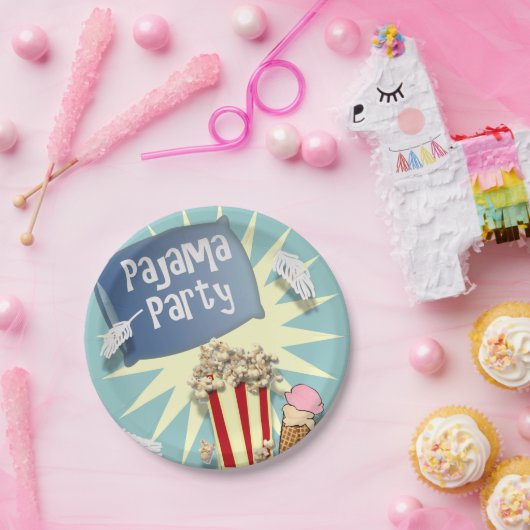 Blue Boys Sleepover Pajama Party Pappteller (Party)