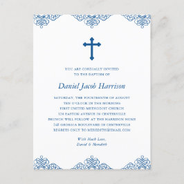 Blue Boys Taufe/Christening Einladung Postkarte