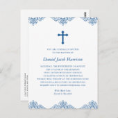 Blue Boys Taufe/Christening Einladung Postkarte (Vorne/Hinten)