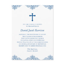 Blue Boys Taufe/Christening Einladung