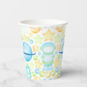 Blue Boys Watercolor Weltraumastronaut Pappbecher (Vorderseite)