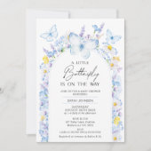 Blue Boys Wildblumen Little Butterfly Baby Dusche Einladung (Vorderseite)