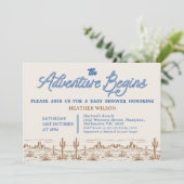 Blue Boys Wilderness Adventure fängt Babydusche an Einladung (Stehend Vorderseite)