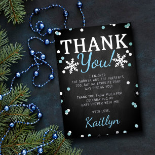 Blue Boy's Winter Christmas Baby Shower Danke schö Folieneinladung