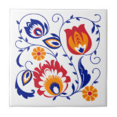 Blue Branch Polnischer Folk Tile Fliese (Vorderseite)