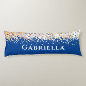 Blue Brass Gold Imitate Glitzer Ästhetischer Indiv Seitenschläferkissen (Rückseite)