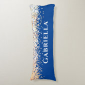 Blue Brass Gold Imitate Glitzer Ästhetischer Indiv Seitenschläferkissen (Vorderseite Vertikal)